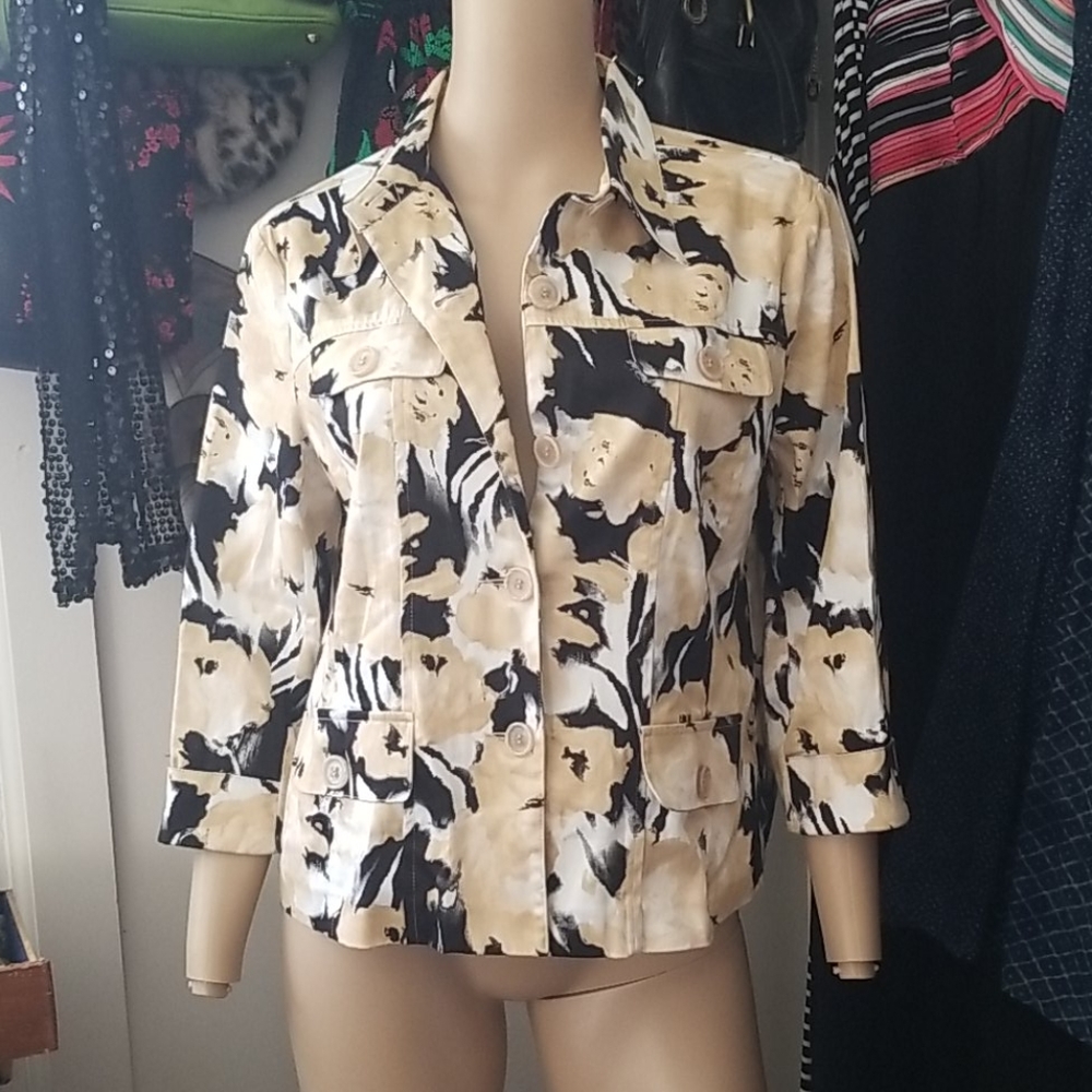 Erin London lightweight floral abstract jacket S